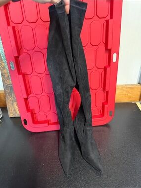 Steve Madden Black Over-the-Knee Pointed Toe Boots